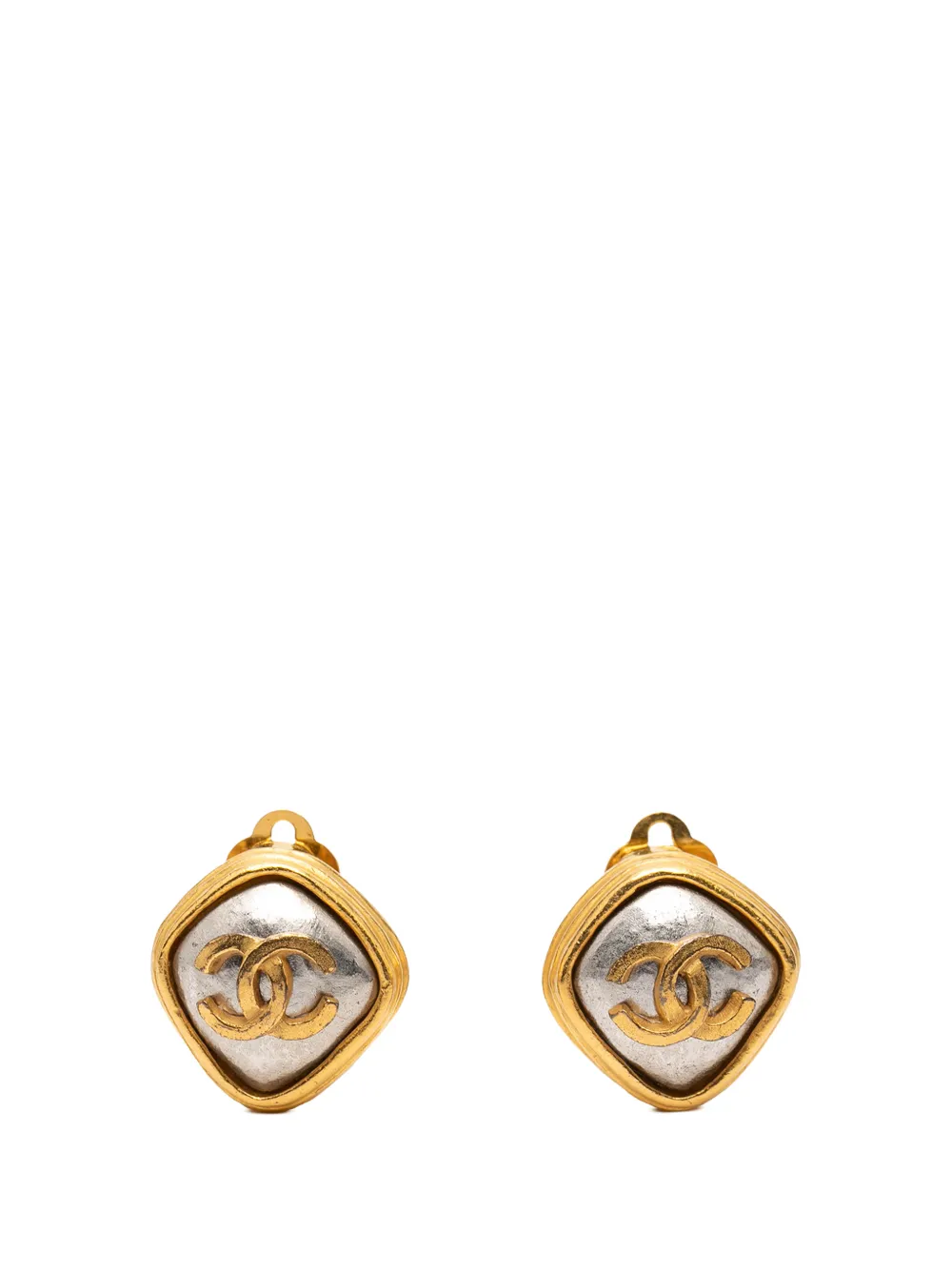 CHANEL Pre-Owned 1997 CC Gold Plated Diamond Shape Clip on Earrings costume earrings - Oro