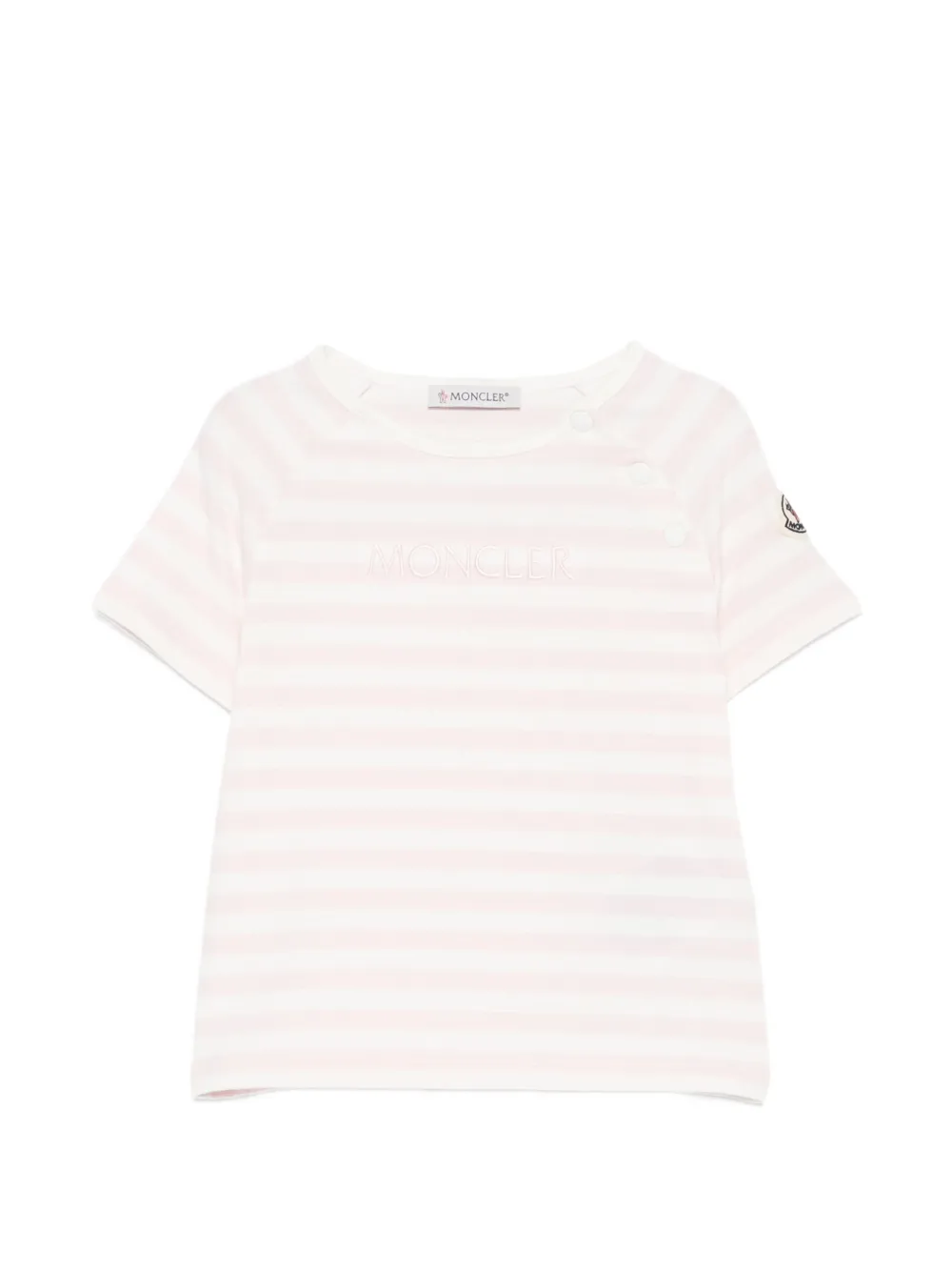 Moncler Enfant T-shirt met geborduurd logo en strepen Wit