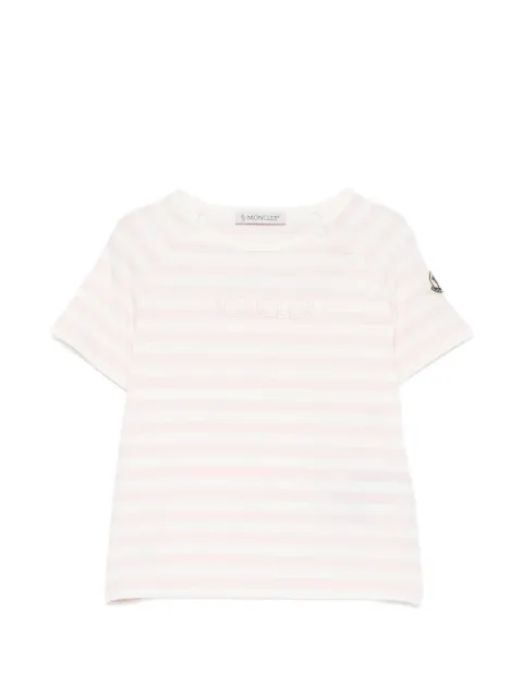 Moncler Enfant striped logo cotton blend T-shirt