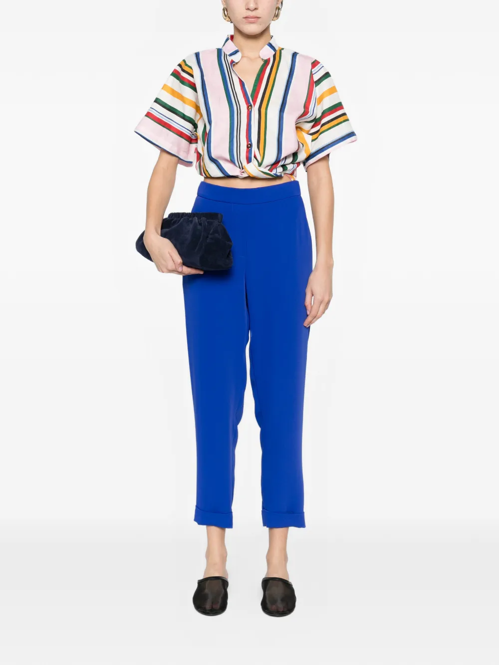 P.A.R.O.S.H. Cady broek met manchetten Blauw