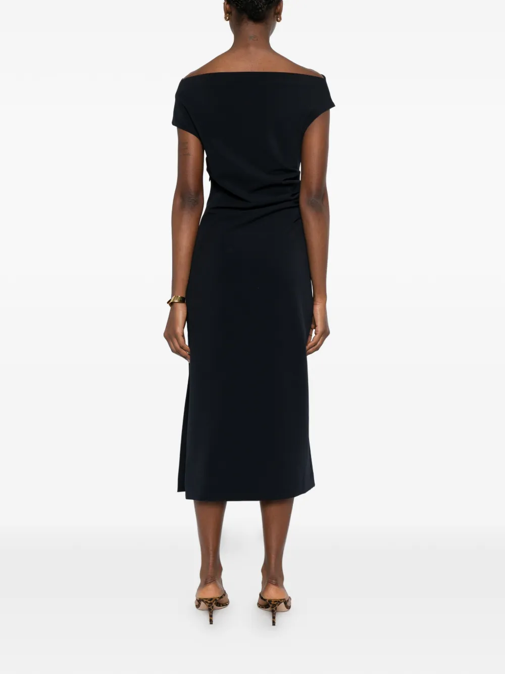 P.A.R.O.S.H. Midi-jurk met ruches Zwart