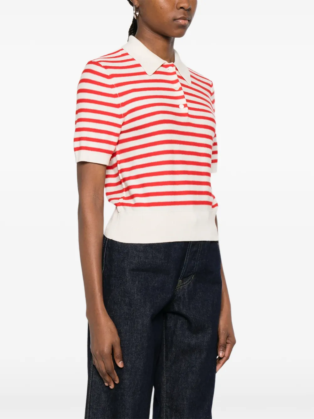  A.p.c. Striped Polo Sweater - Red 
