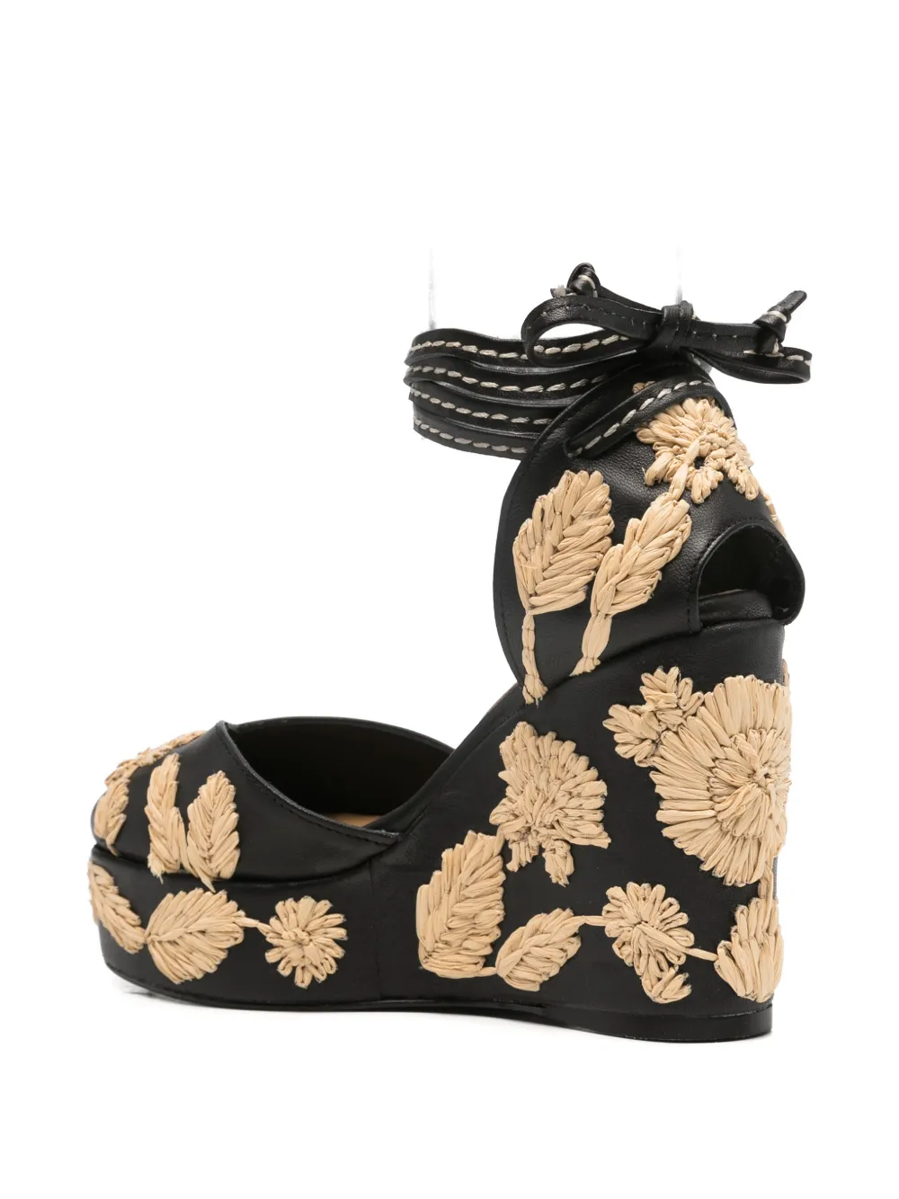 Castañer Gewikkelde sandalen met geborduurde bloemen Zwart