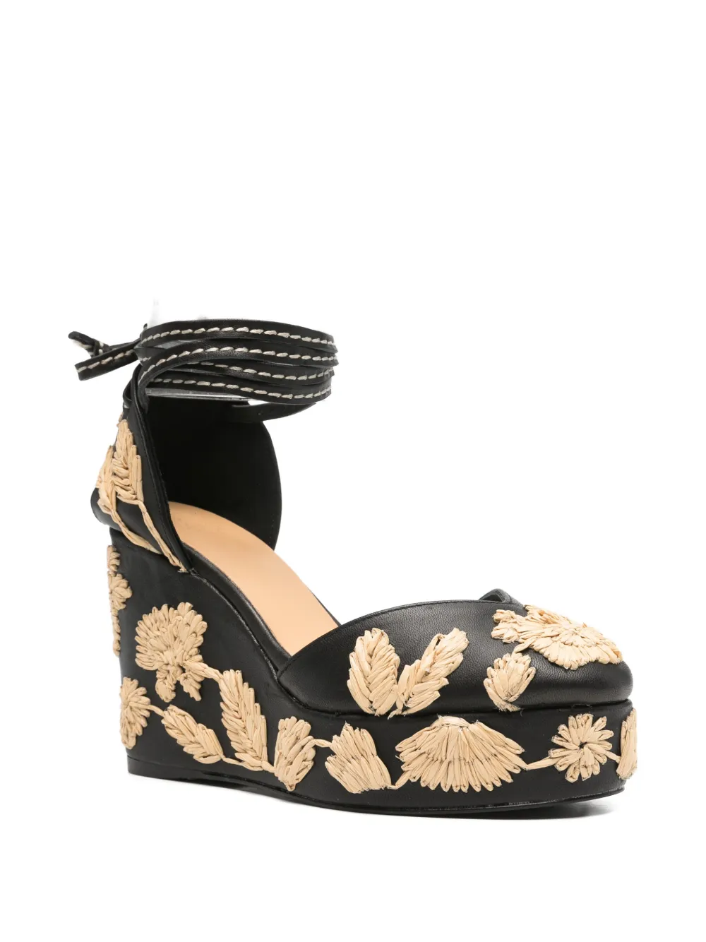 Castañer Gewikkelde sandalen met geborduurde bloemen Zwart