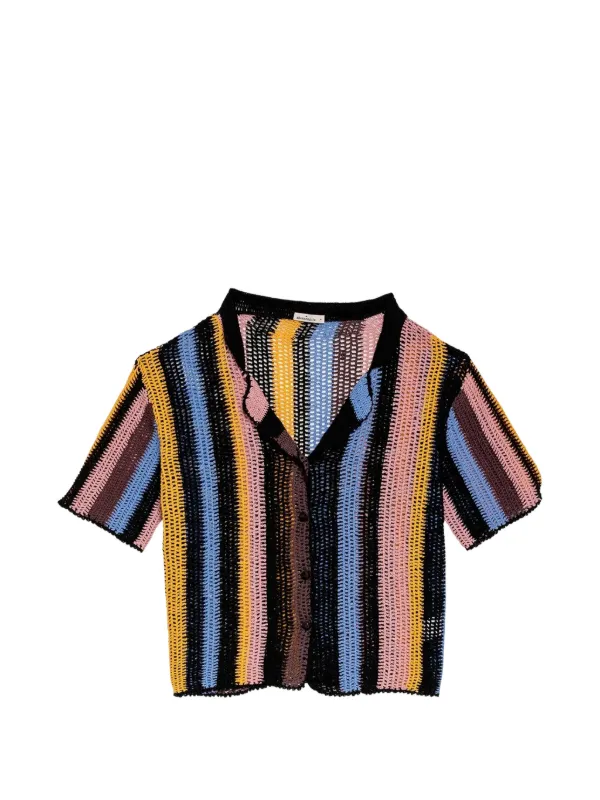 Agua by Agua Bendita Axel Stripe Crochet Shirt in Black