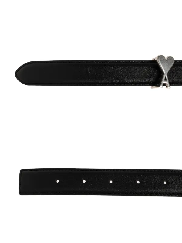 AMI Paris Ami De Coeur Leather Belt | Black | FARFETCH