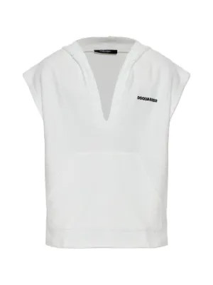 Haut Femme Sans Manches Dsquared2 Blanc – Taille M (IT 42), Coton, Broderies/ornements, Neuf Sans étiquettes