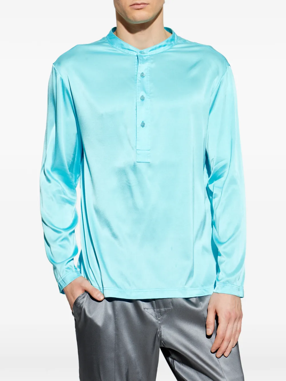 button-placket pajama top
