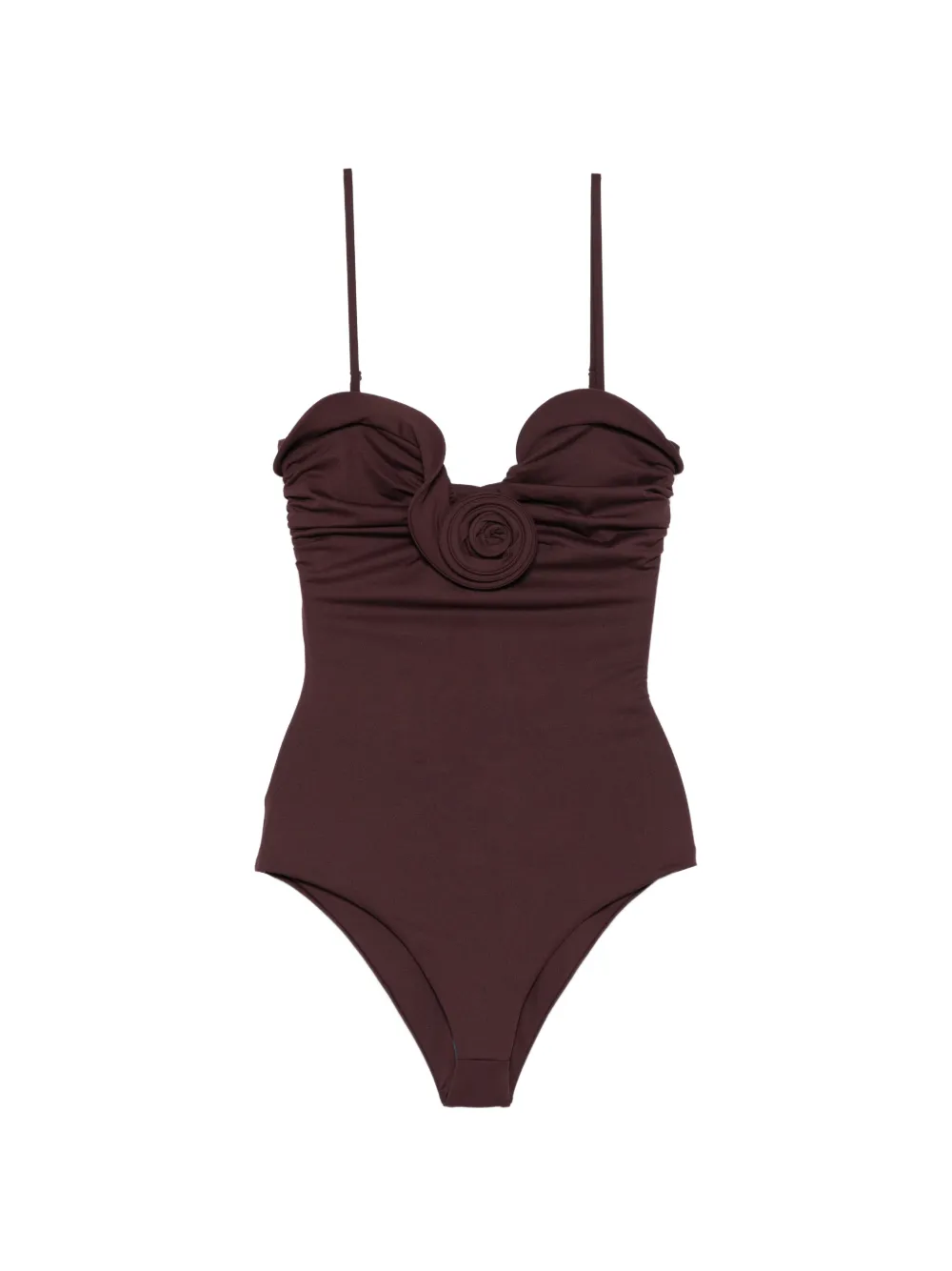 Magda Butrym ruffled flower-appliqué swimsuit - Rosso