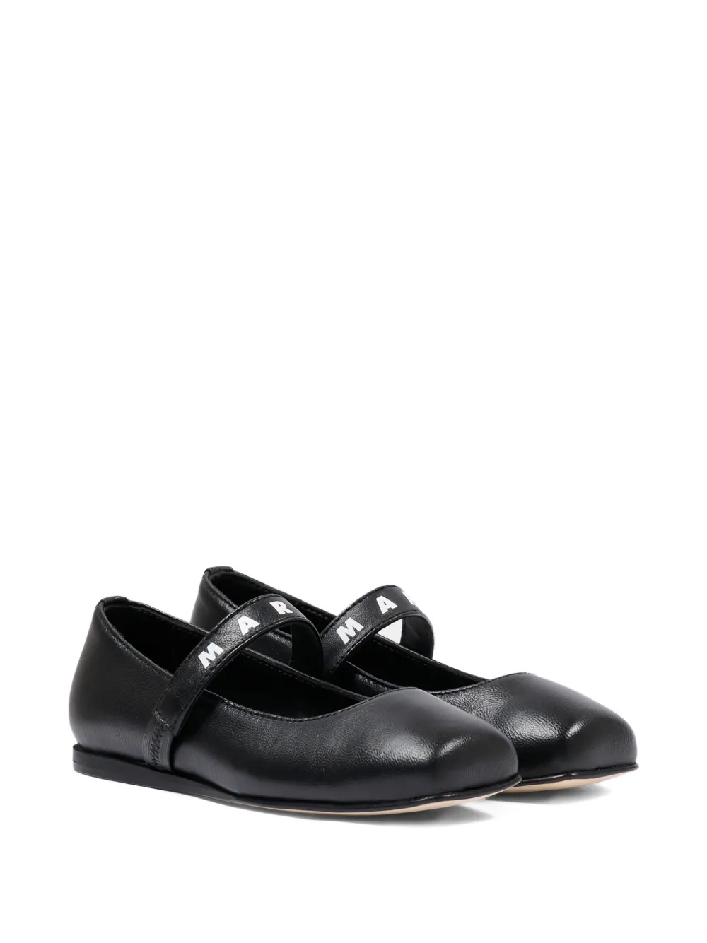 Marni Kids logo-strap ballerinas Zwart