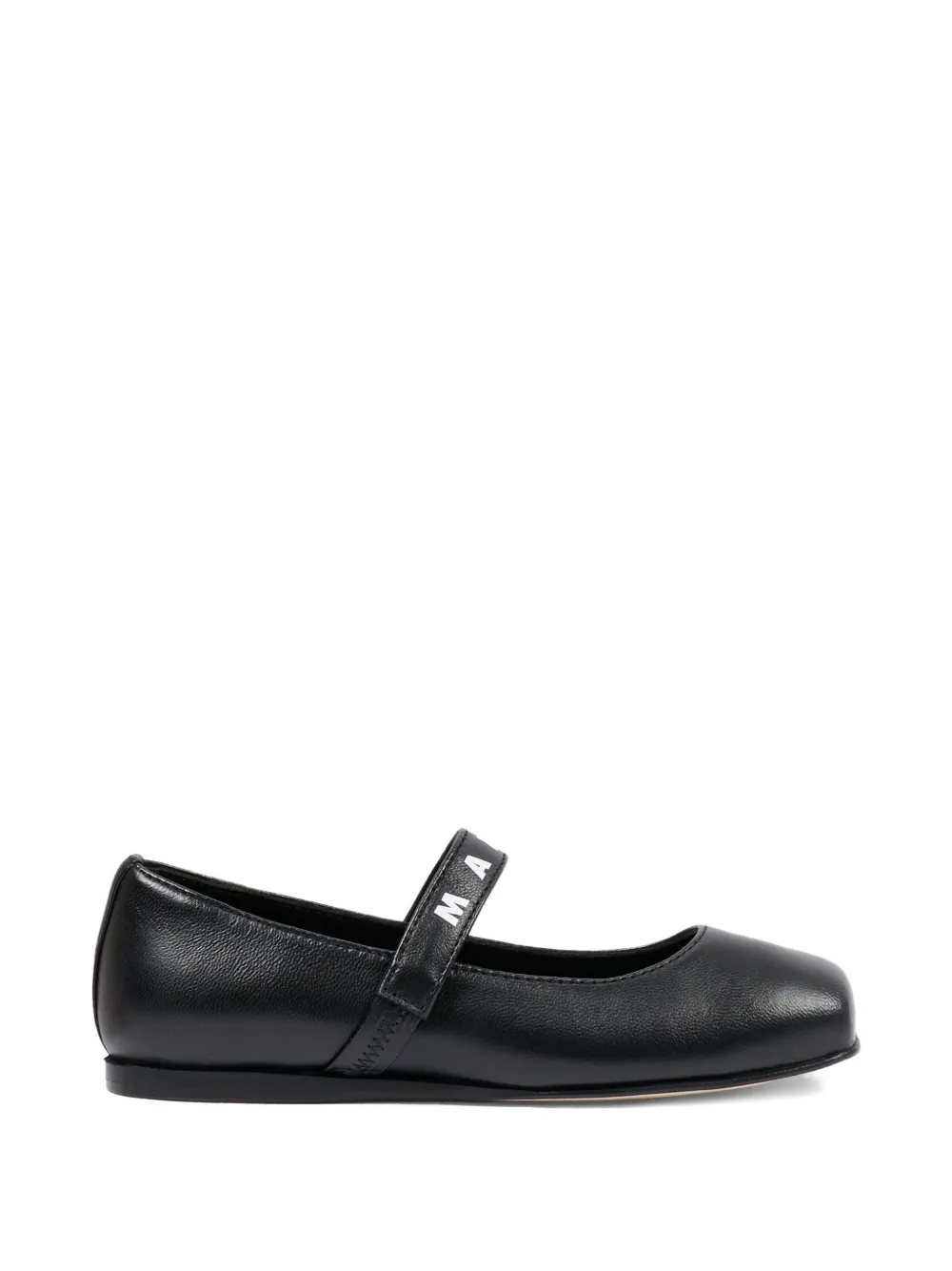 Marni Kids logo-strap ballerinas Zwart