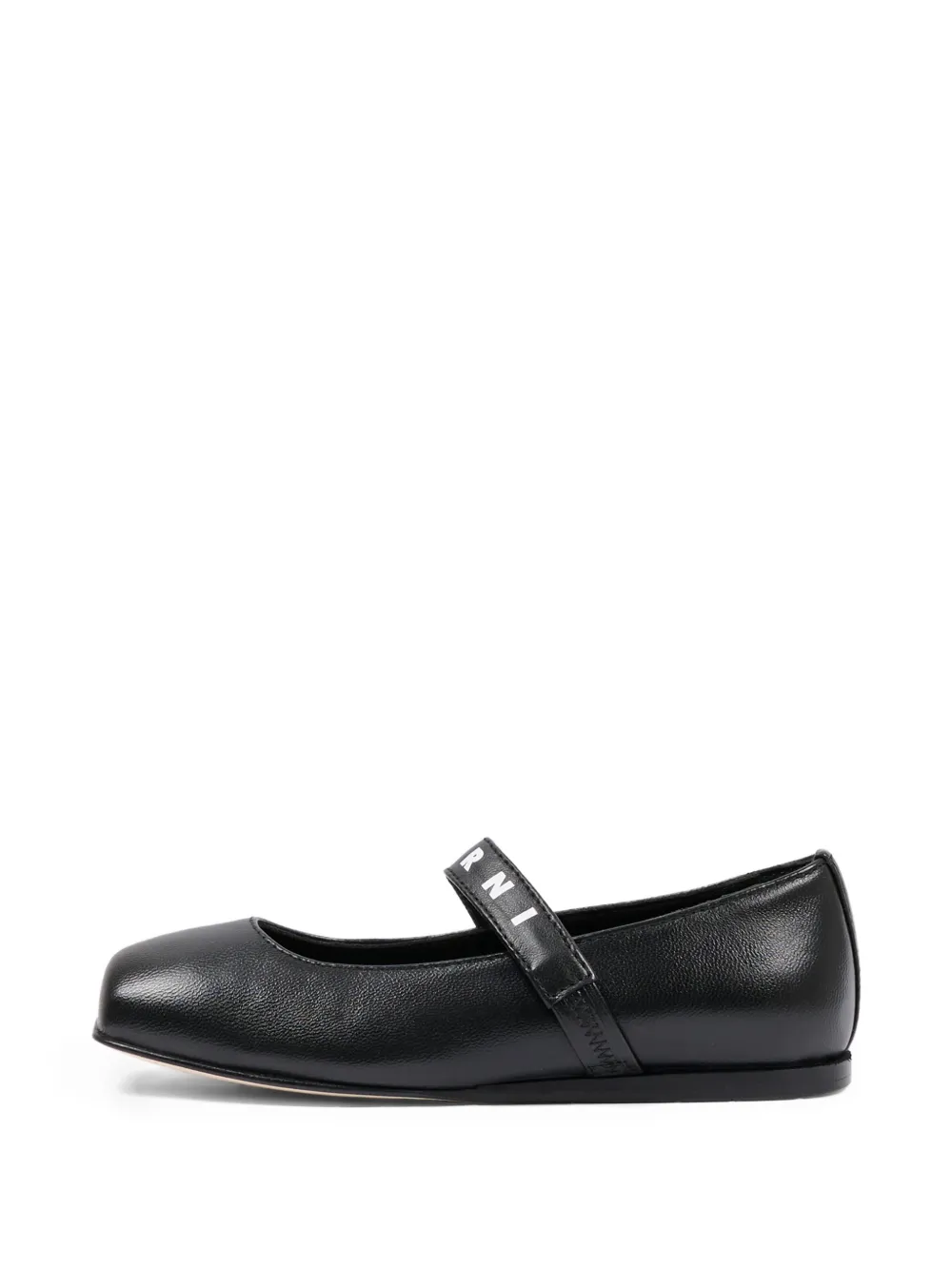 Marni Kids logo-strap ballerinas Zwart