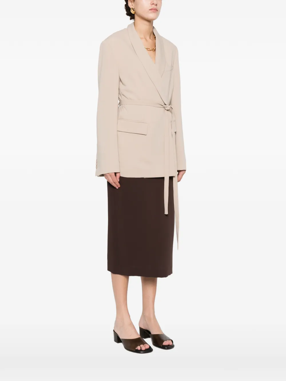  P.a.r.o.s.h. Belted Double-breasted Fitted Jacket - Neutrals 