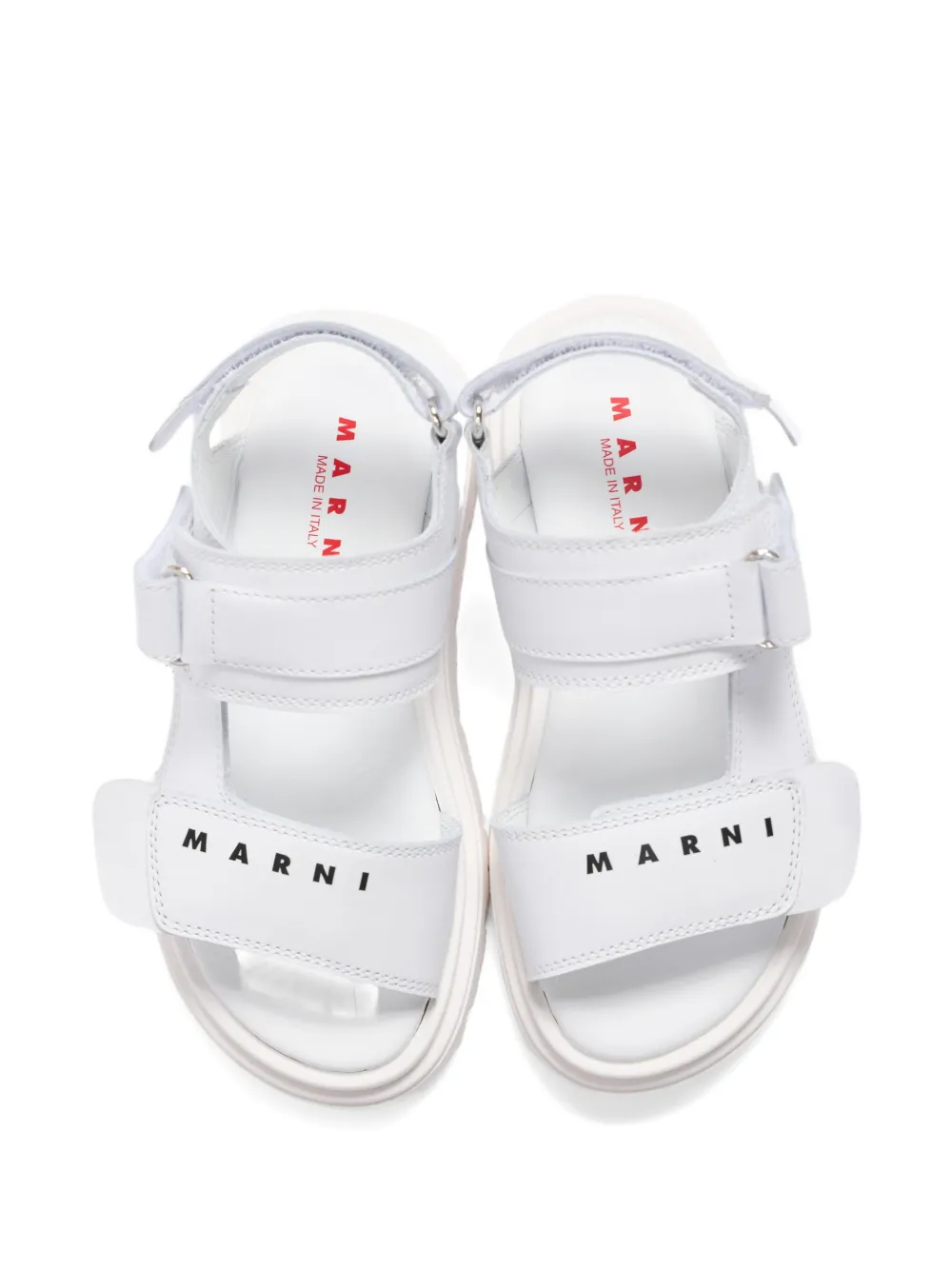 Marni Kids logo-strap sandals Wit