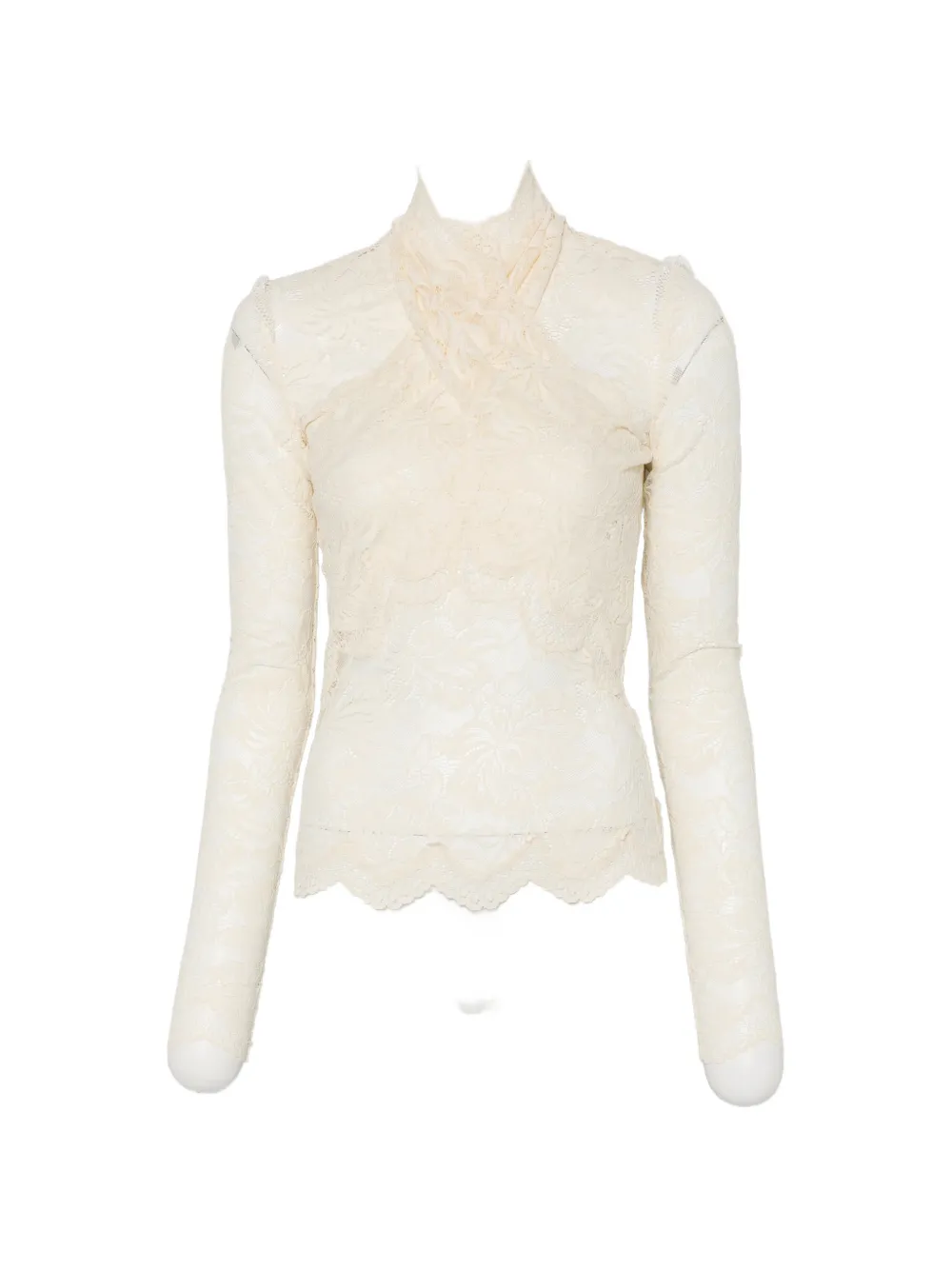 Rabanne lace mock-neck top - Toni neutri