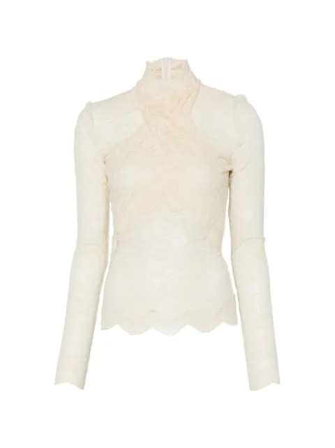 Rabanne top de encaje con cuello alto