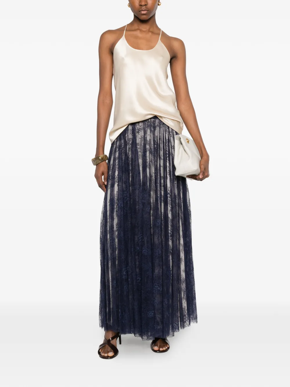 Alberta Ferretti Gelaagde maxi-rok Blauw
