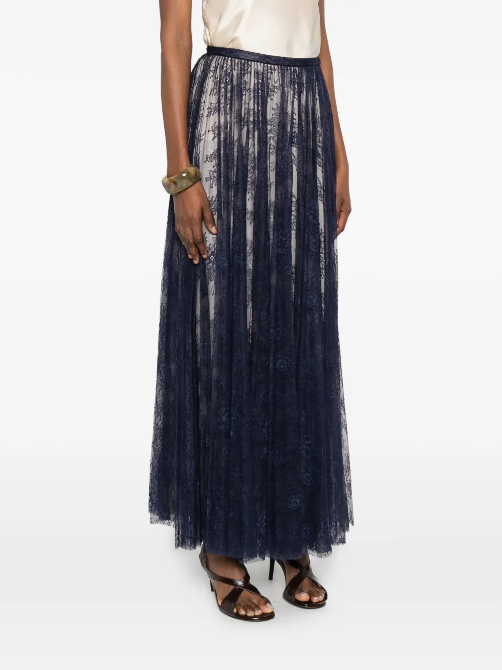 Alberta Ferretti Gelaagde maxi-rok Blauw
