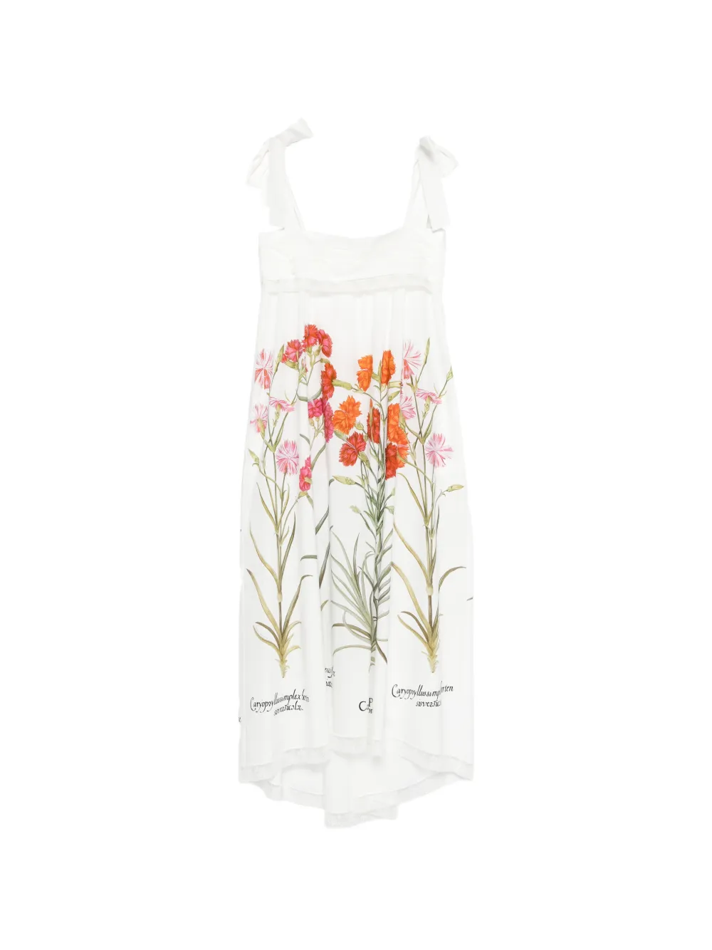 Alberta Ferretti floral-detail tie-strap midi dress - Bianco