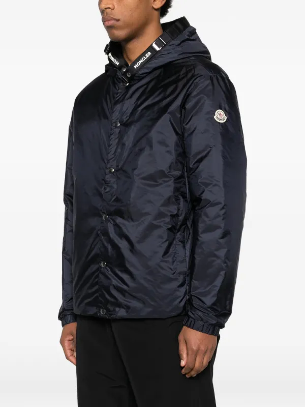 Moncler logo-tape Hooded Jacket | Blue | FARFETCH JO