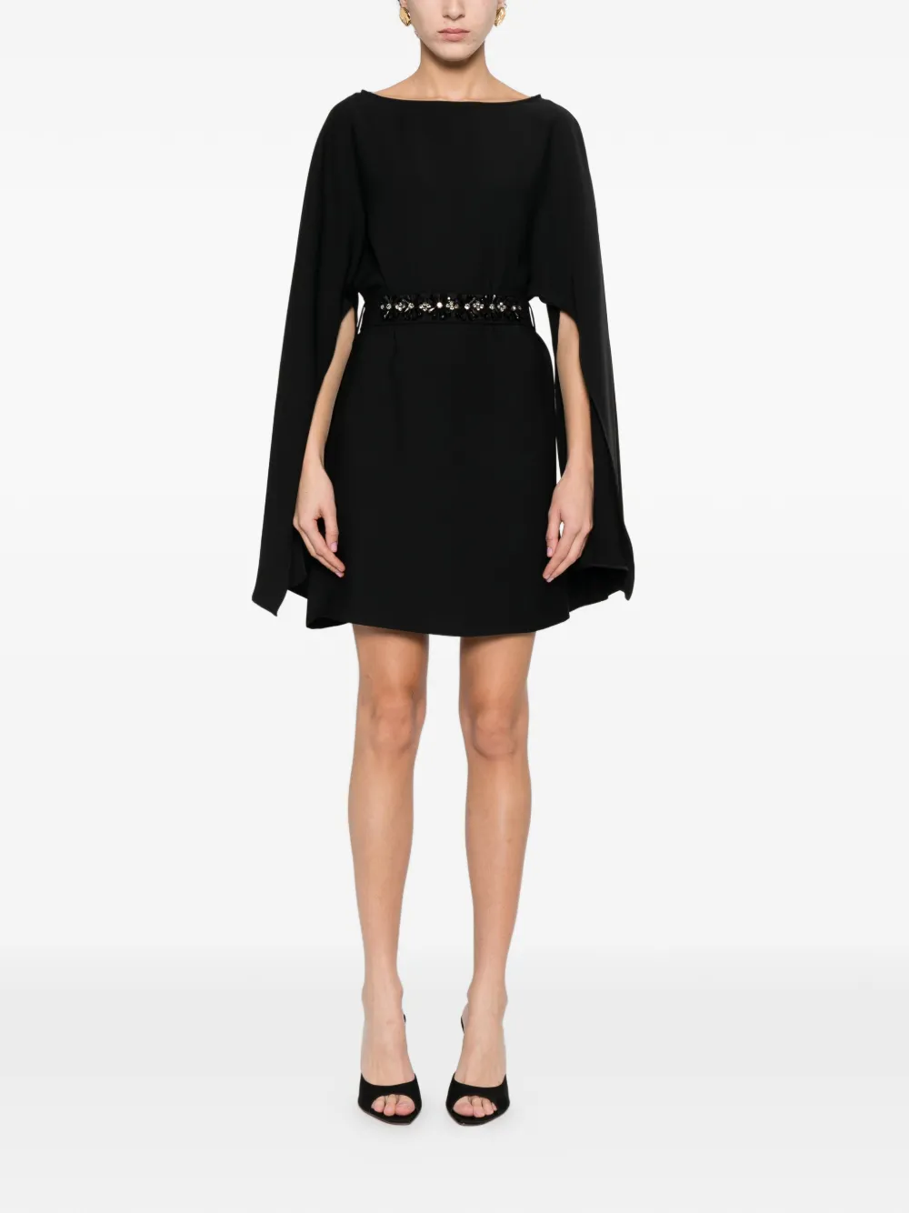 P.a.r.o.s.h. Wide-sleeve Mini Dress - Black 