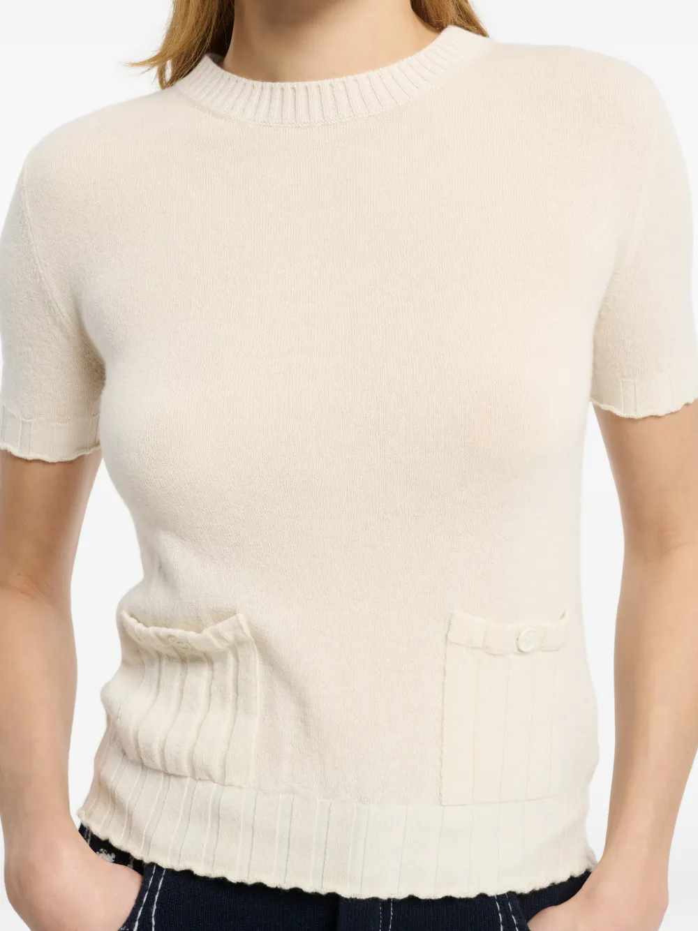 Barrie Geribbelde top Beige
