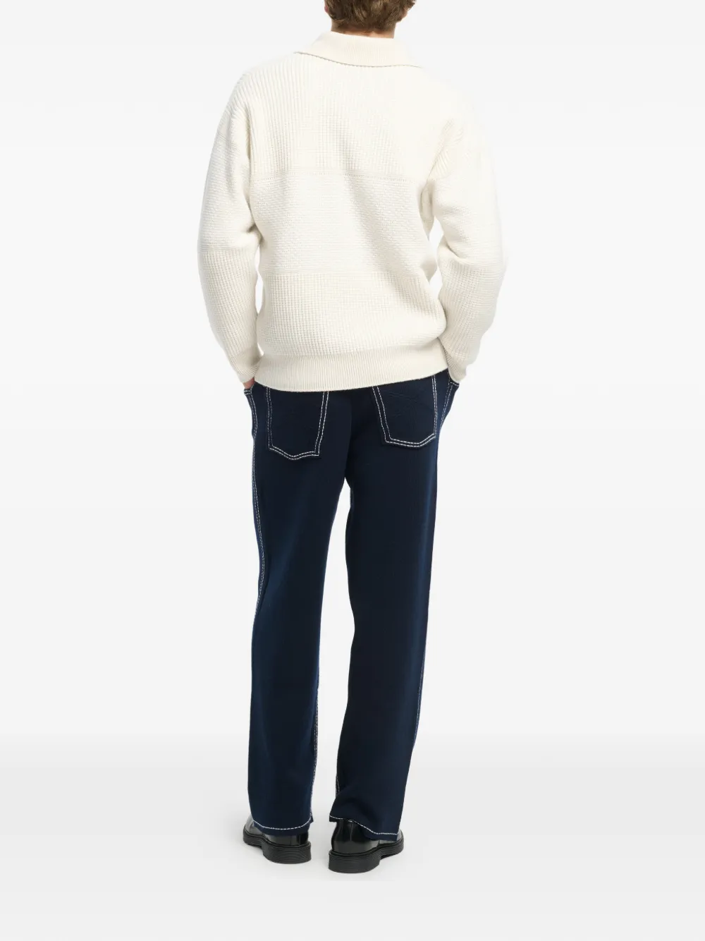 Barrie Poloshirt met wafel-effect Wit