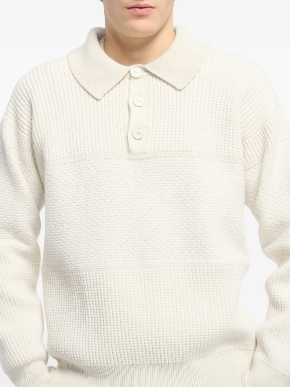 Barrie Poloshirt met wafel-effect Wit
