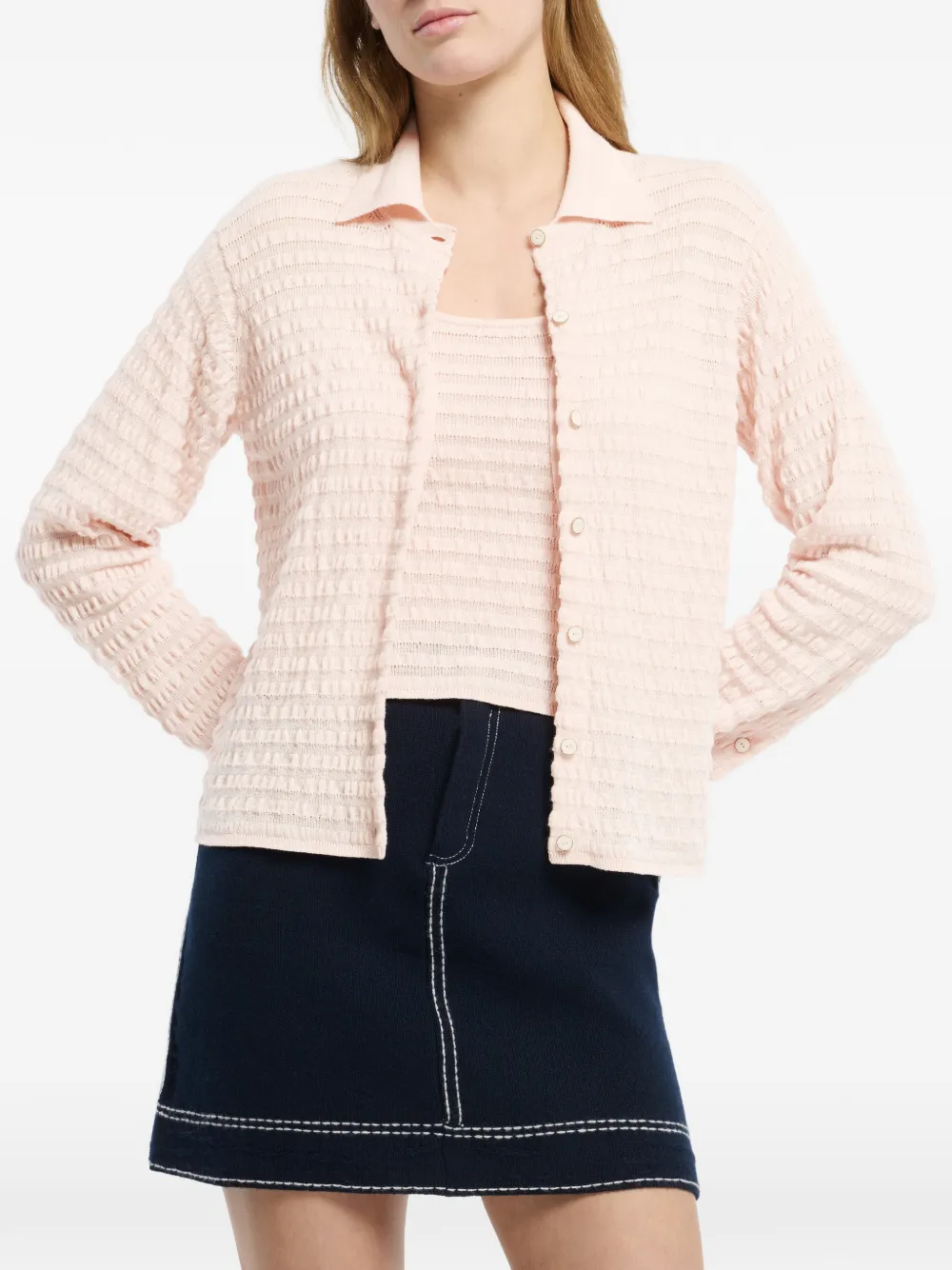 Barrie Gebreide blouse met reliëf Roze