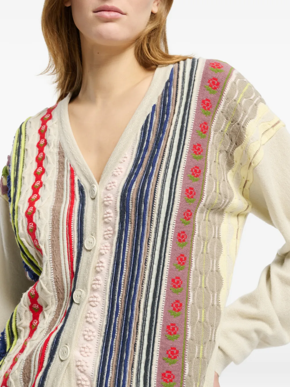 Barrie Kasjmier vest met streep patroon Beige