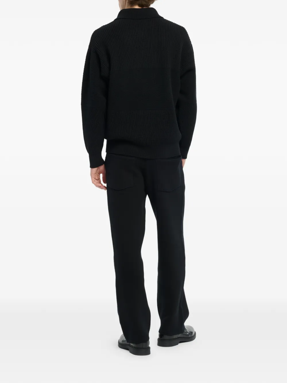 Barrie Poloshirt met wafel-effect Zwart