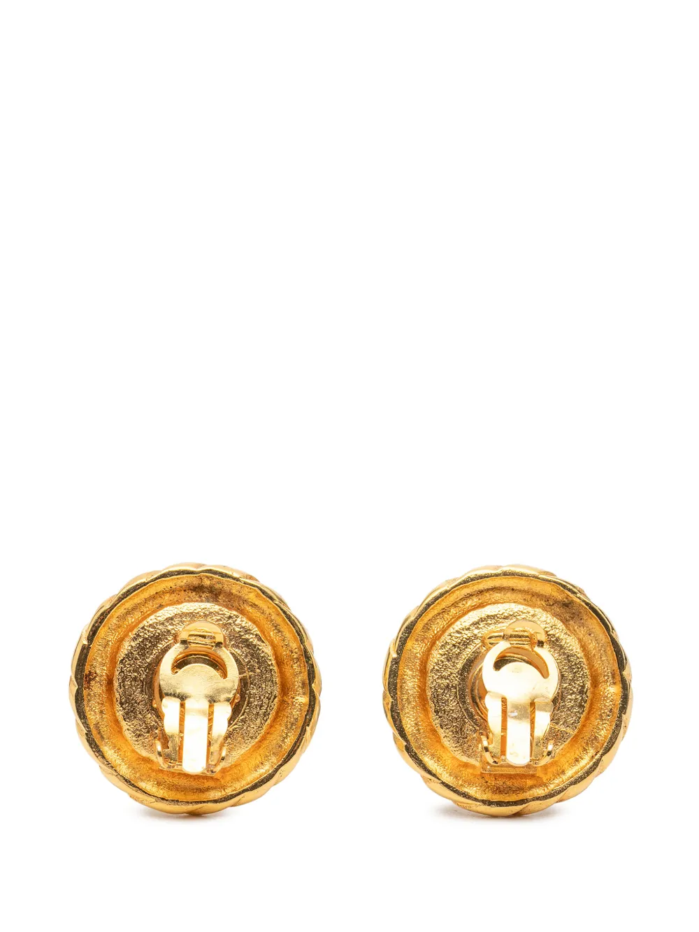  Chanel Pre-owned 1970-1980 Gold Plated Faux Pearl Round Button Clip On Earrings Costume Earrings - White 
