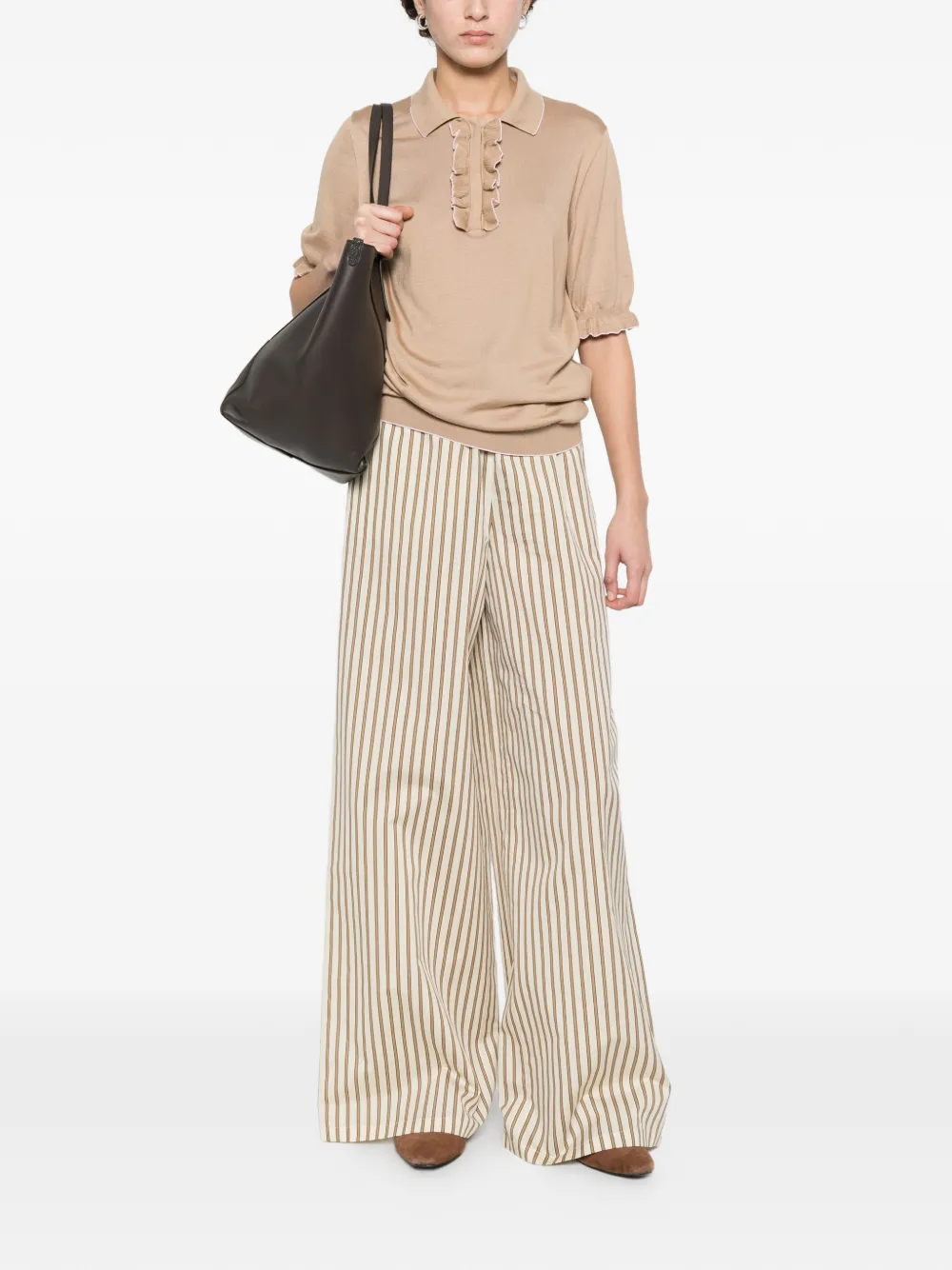 Fabiana Filippi Gebreide polotop met ruches Beige