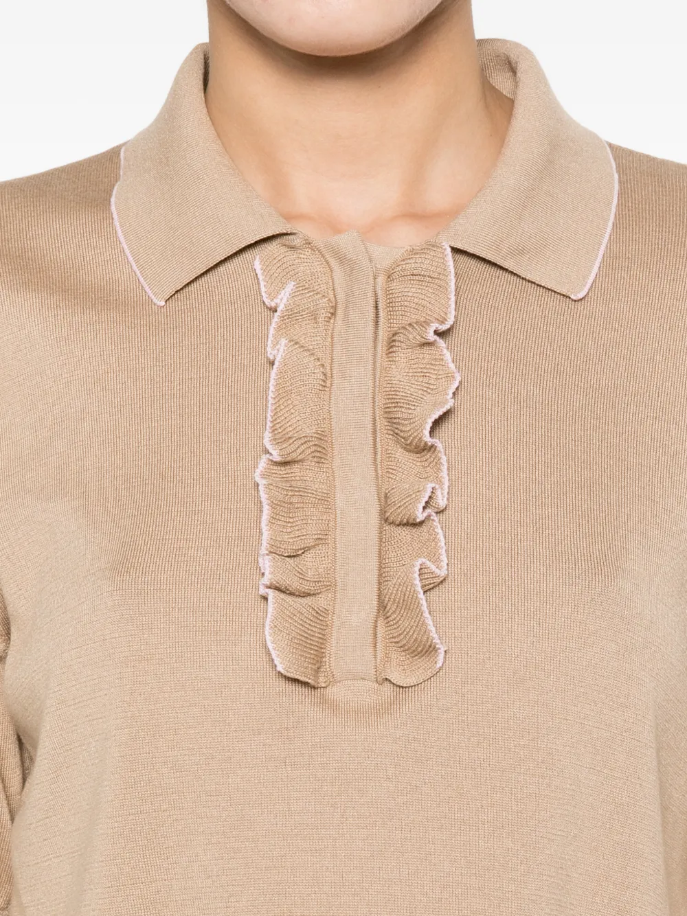 Fabiana Filippi Gebreide polotop met ruches Beige