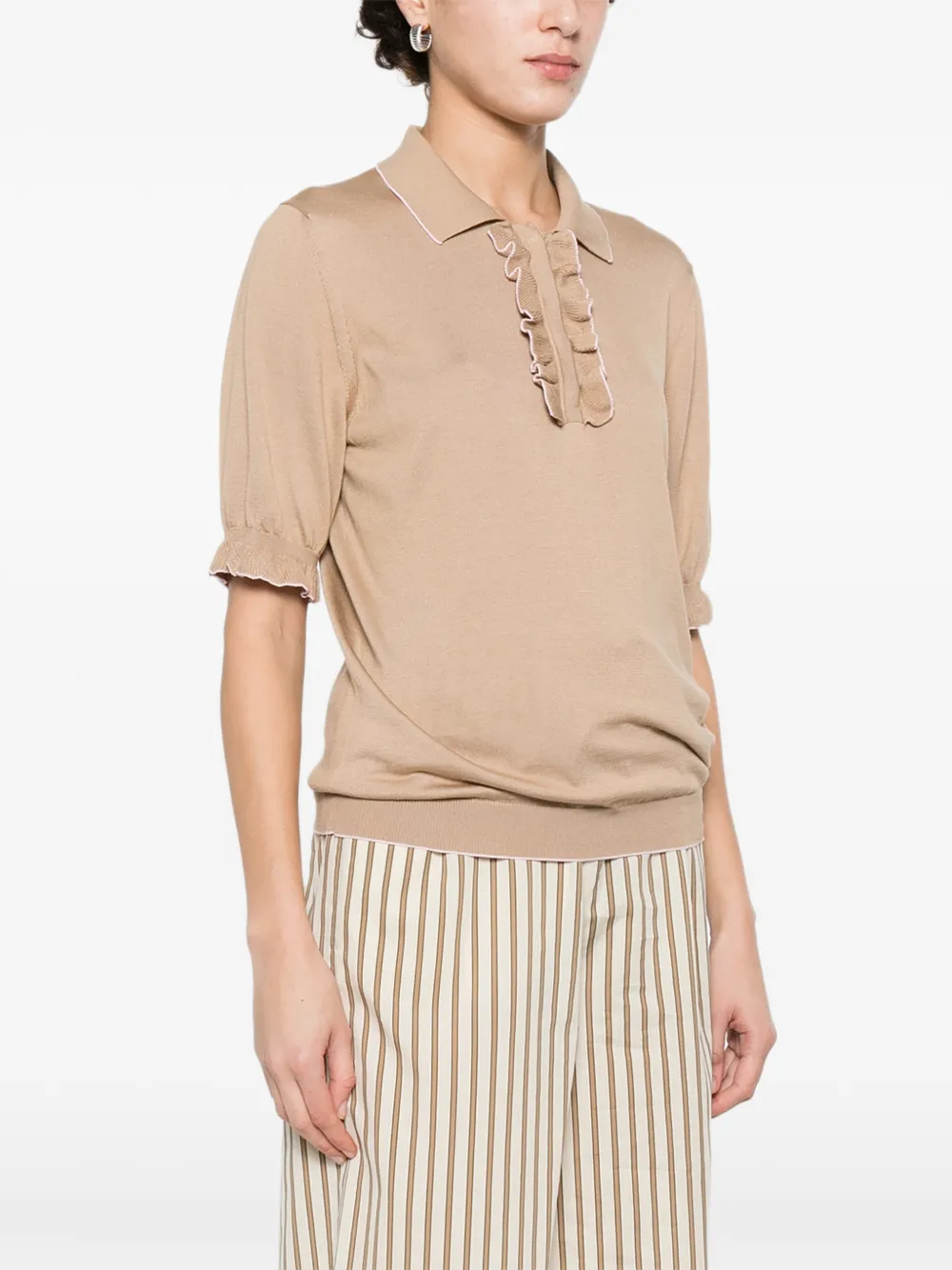 Fabiana Filippi Gebreide polotop met ruches Beige