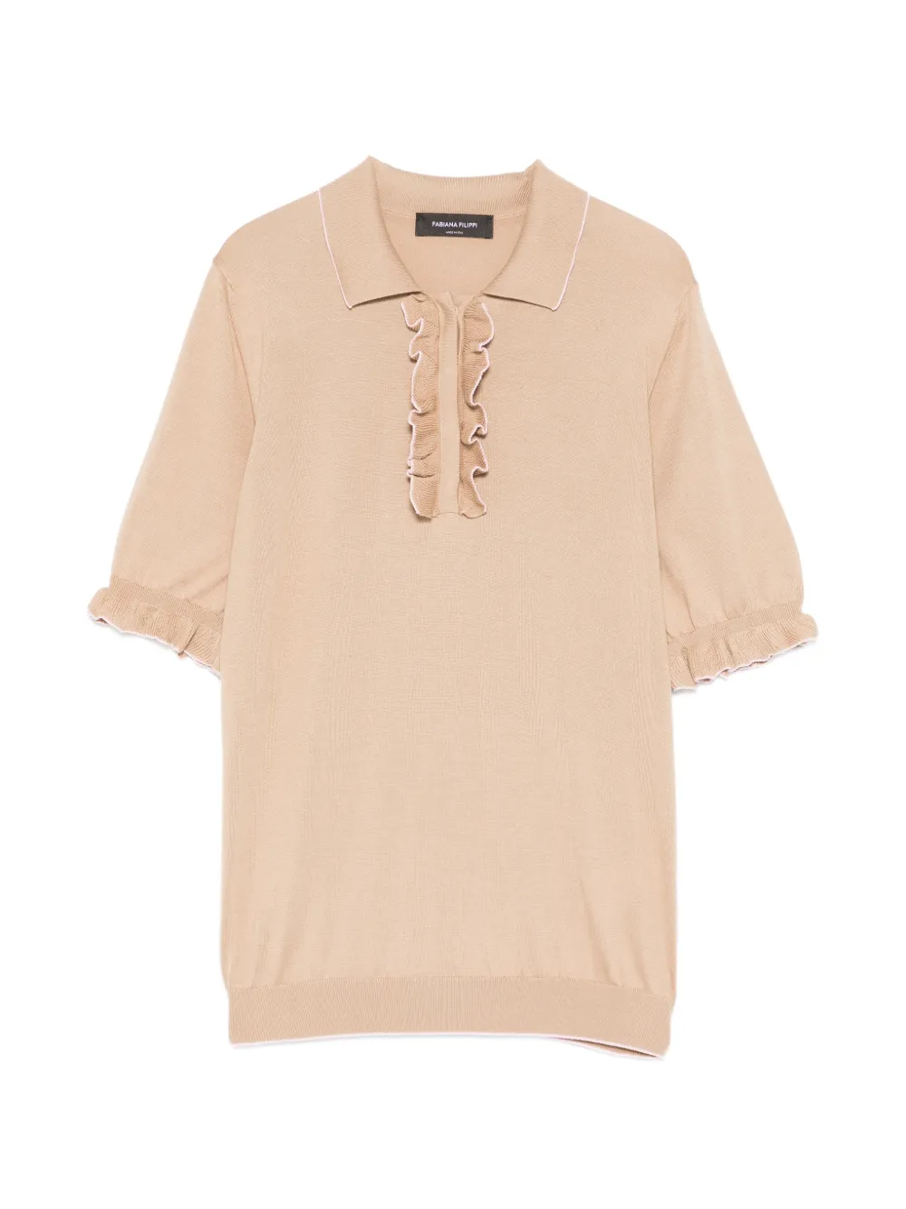 Fabiana Filippi ruffled knit polo top - Toni neutri
