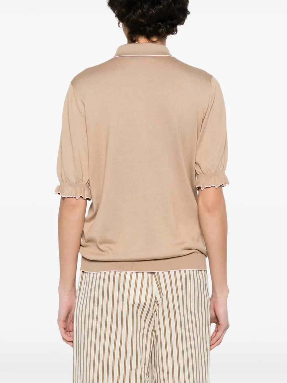 Fabiana Filippi Gebreide polotop met ruches Beige