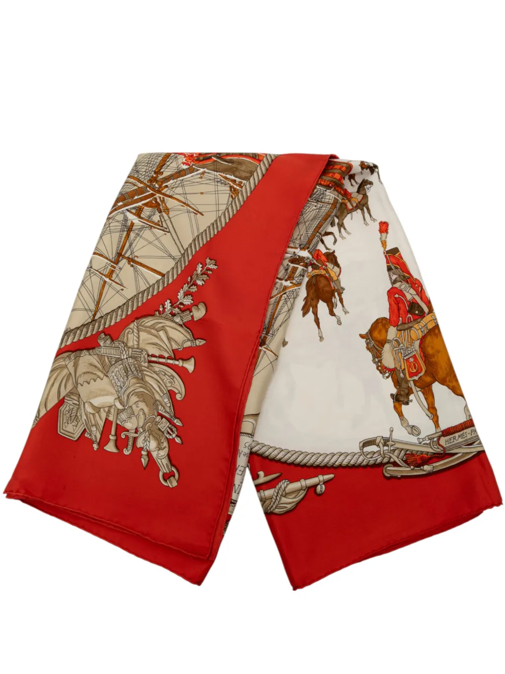 Hermès Pre-Owned 20th Century Marine et Cavalerie Silk Scarf 90 scarves - Rosso