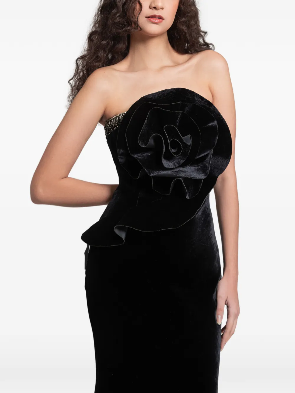 Gemy Maalouf Strapless maxi-jurk met kralen Zwart
