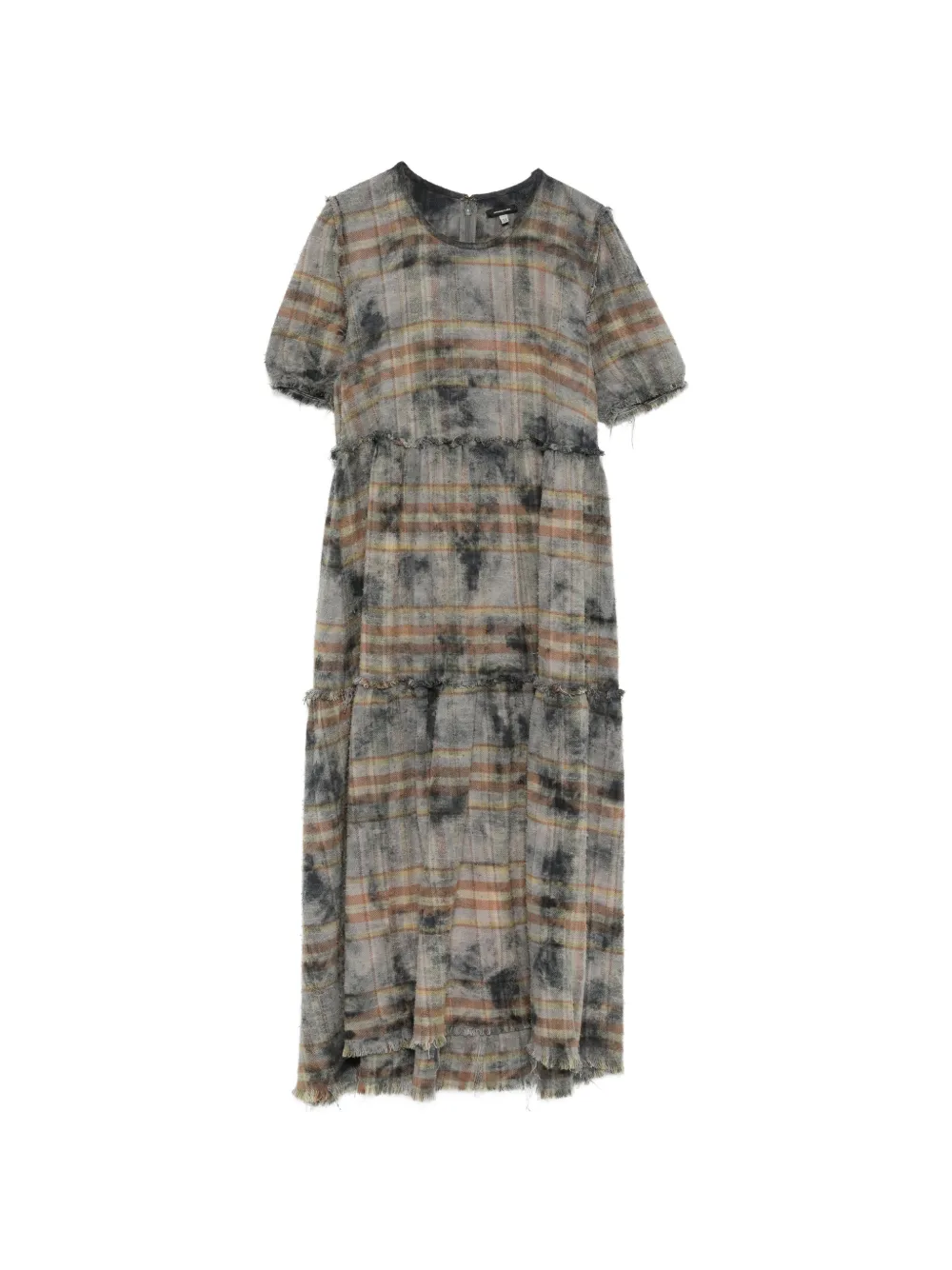R13 plaid frayed dress - Grigio