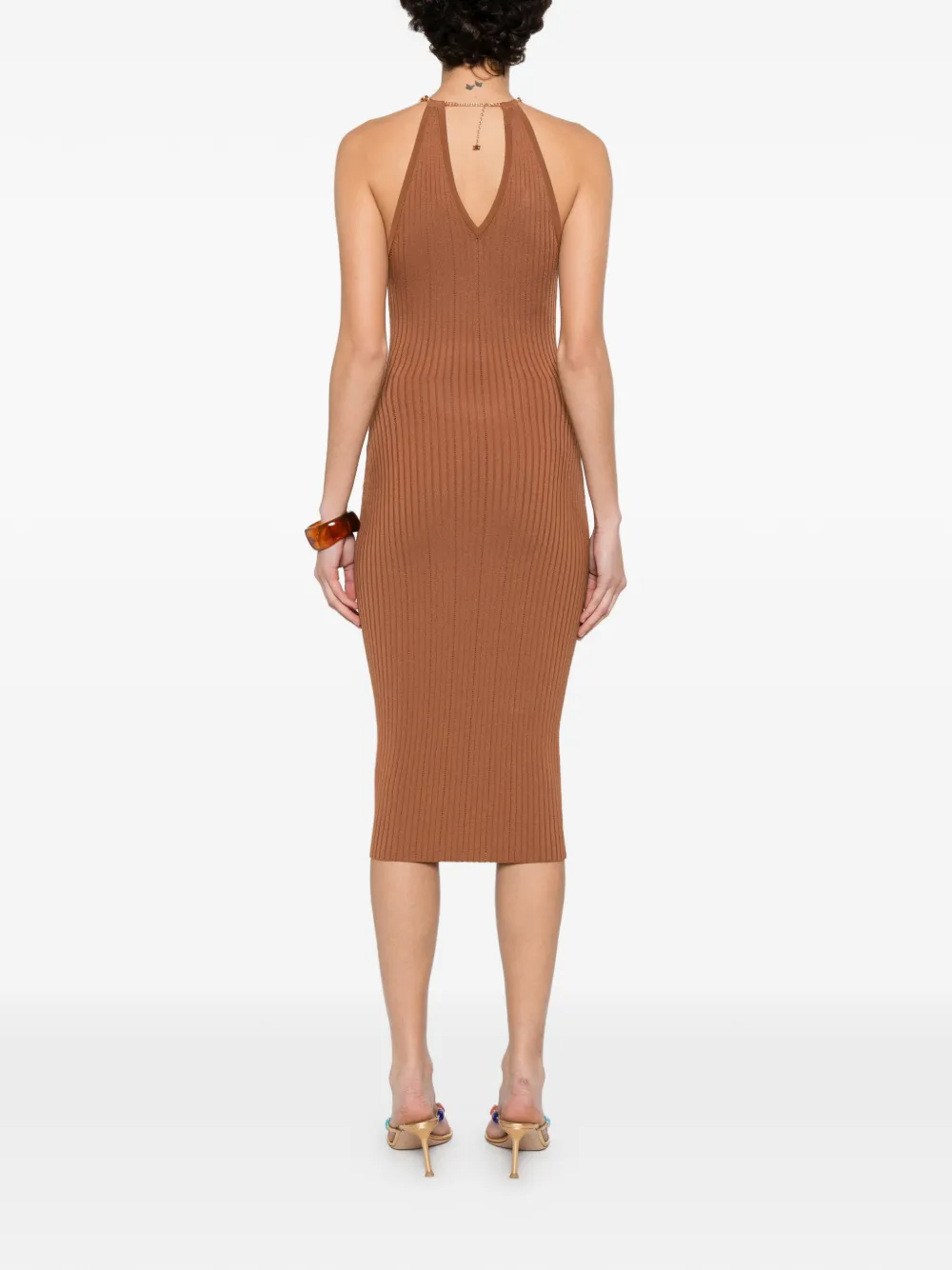 Elisabetta Franchi Jurk met V-hals Bruin