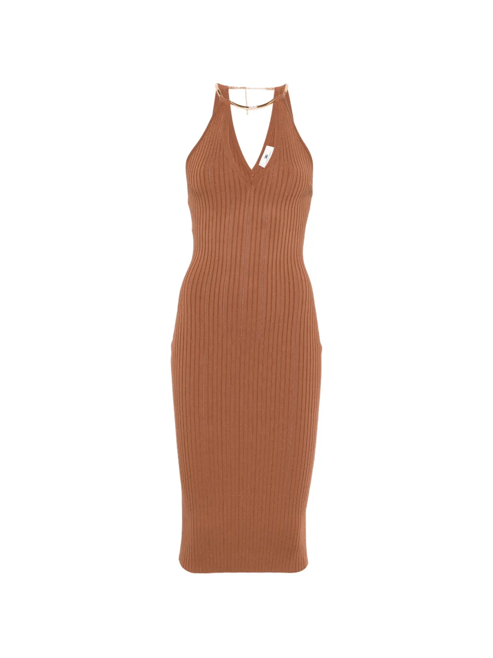 Elisabetta Franchi V-neck ribbed dress - Marrone