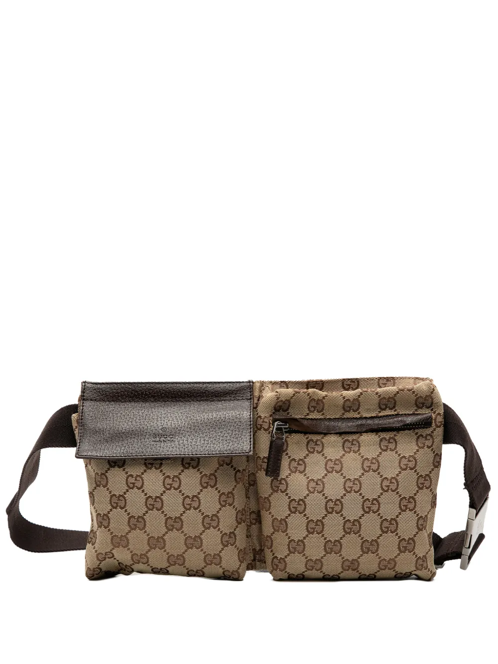 Gucci Pre-Owned 2000-2015 GG Canvas Double Pocket belt bag - Marrone