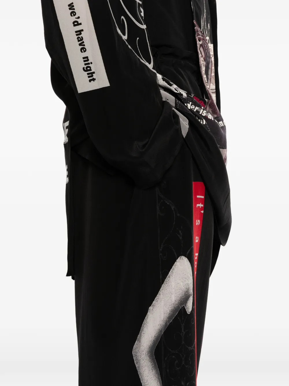 Yohji Yamamoto Broek met grafische print Zwart