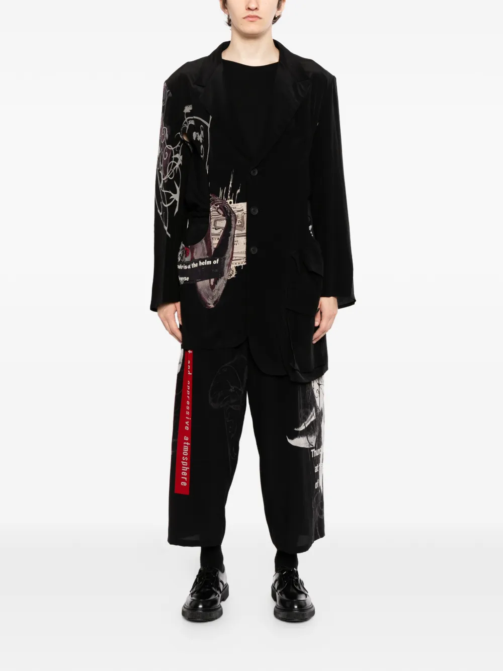 Yohji Yamamoto Broek met grafische print Zwart
