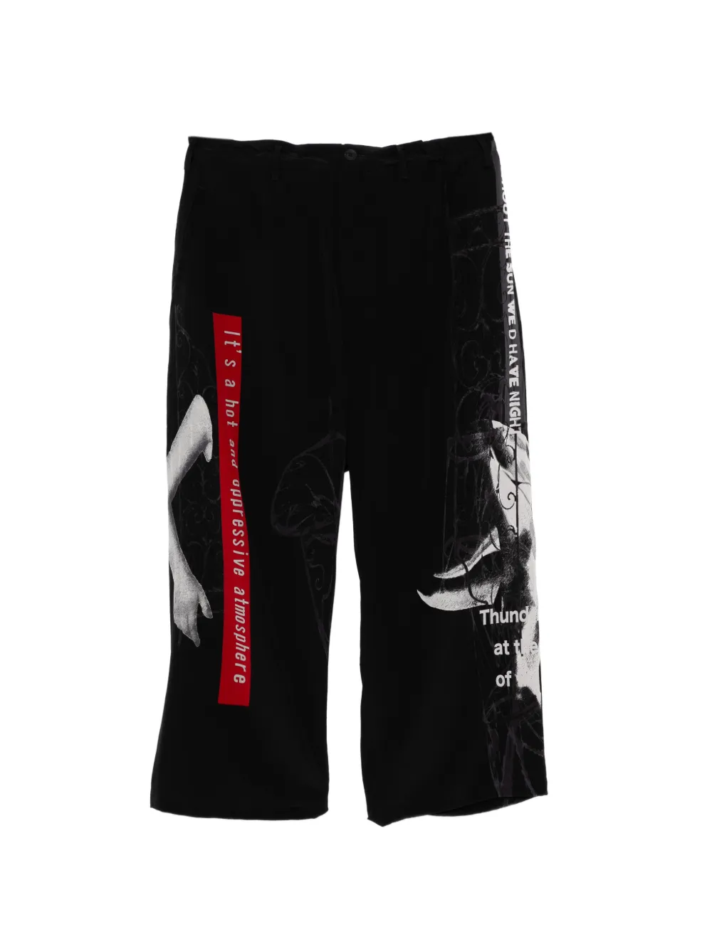 Yohji Yamamoto Pantaloni con grafica - Nero