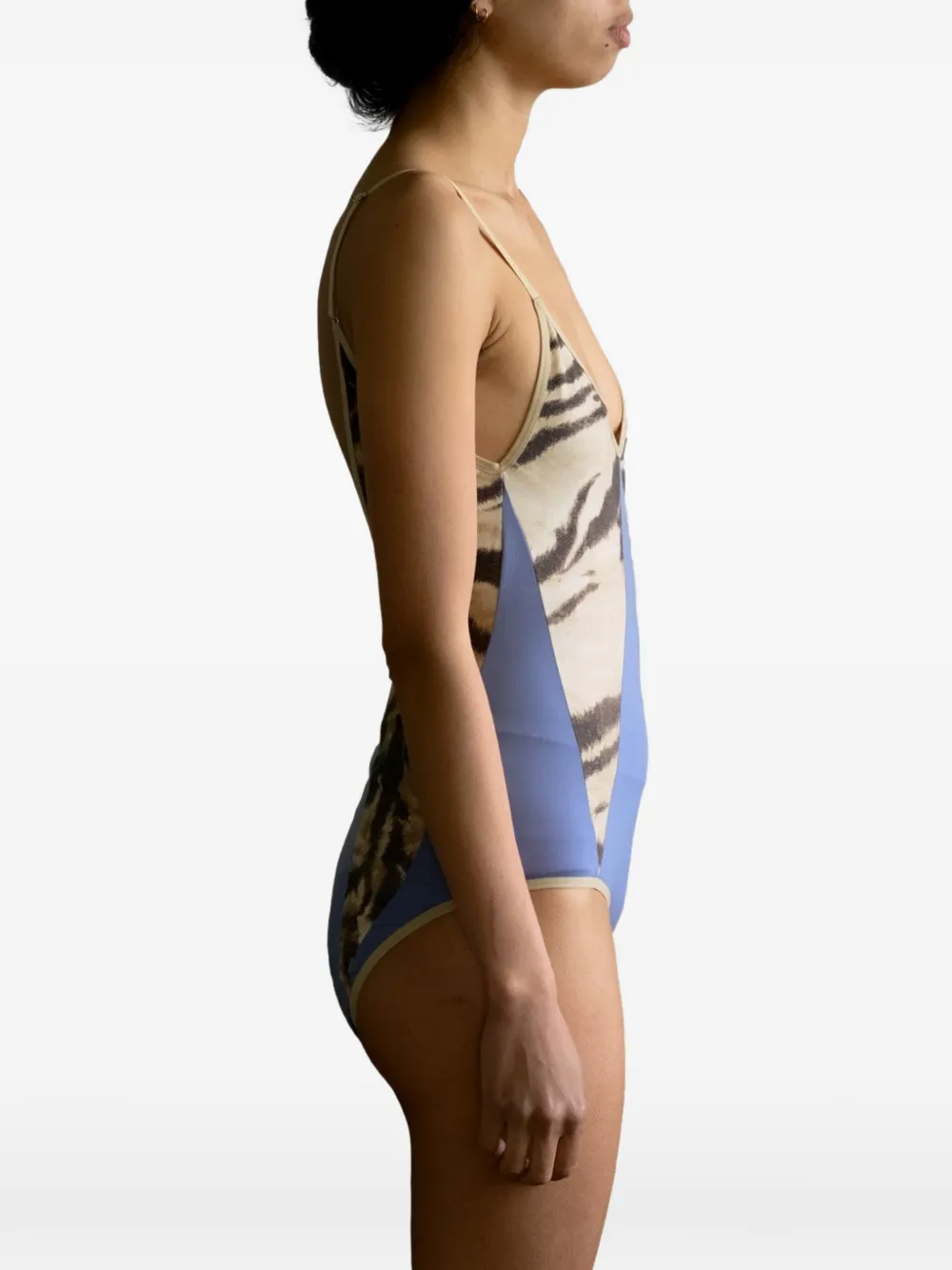  Baserange Body Con Estampado De Tigre - Azul 