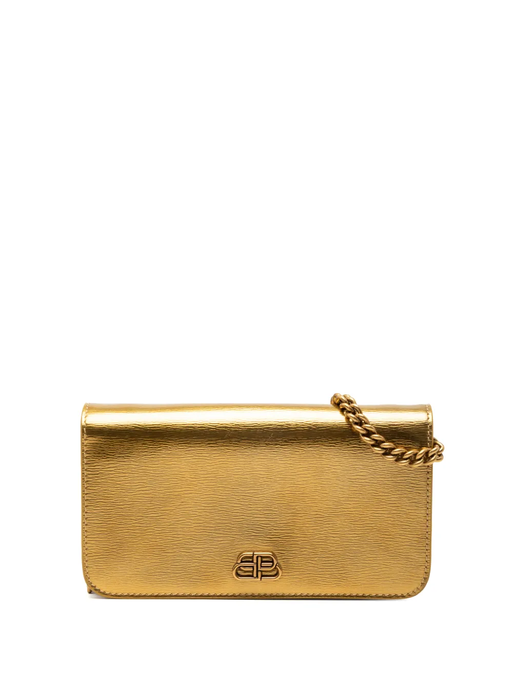 Balenciaga Pre-Owned 2019-2020 Metallic Leather BB Phone Holder with Chain crossbody bag - Oro