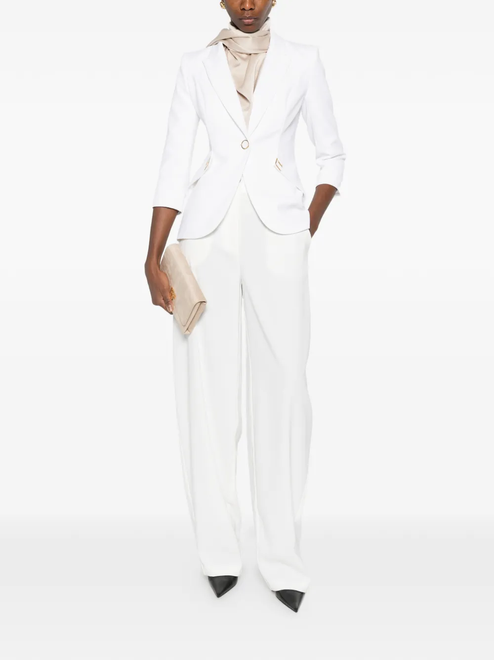  Elisabetta Franchi Gold-tone Trim Jacket - White 