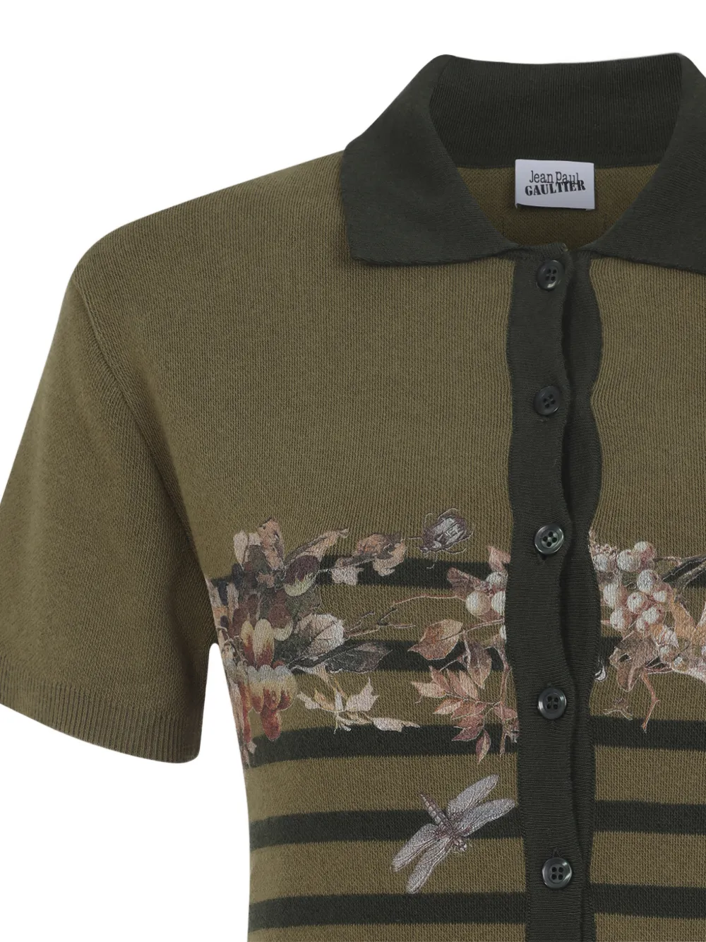 Jean Paul Gaultier Gestreepte romper met bloemenprint Groen
